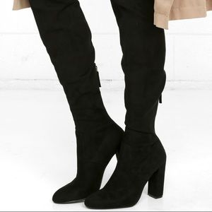 Steve Madden Black Suede Over the Knee Boots